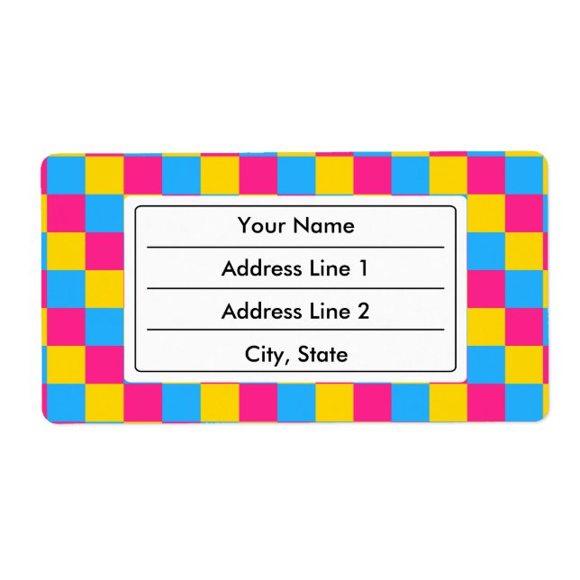 Pansexuality colors checkered pattern label (Front)