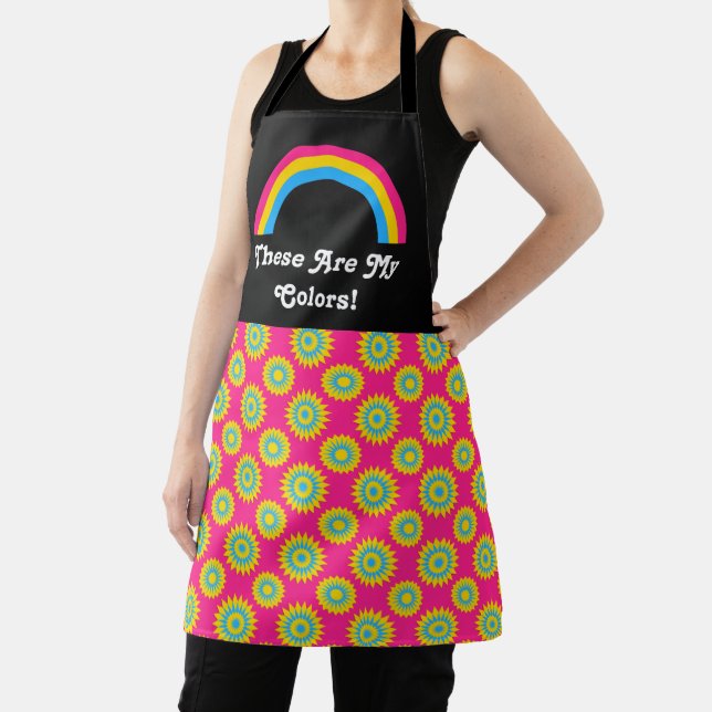 Pansexuality pride flag and rainbow with text apron (Insitu)