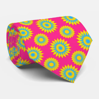 Pansexuality pride flag / pink flower pattern tie