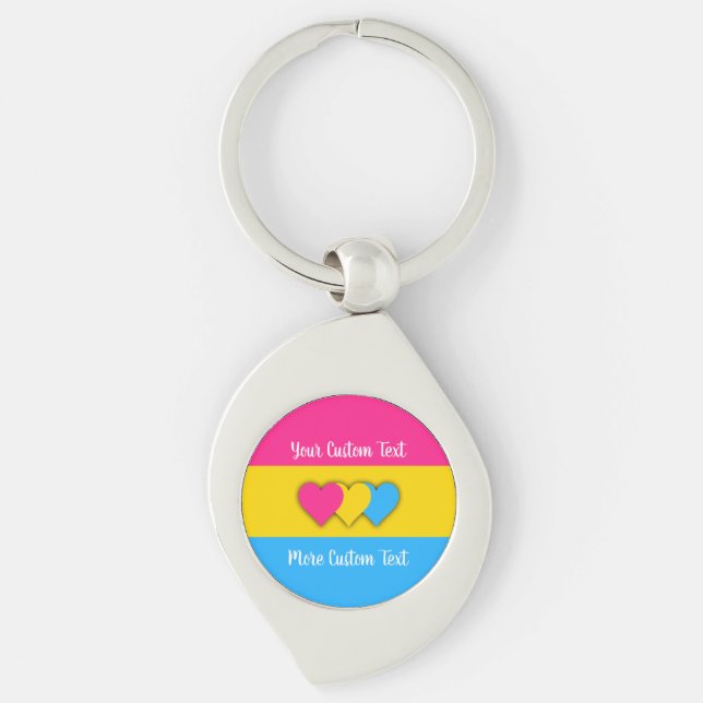 Pansexuality pride flag with text keychain (Front)