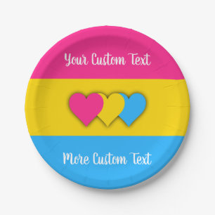 Pansexuality pride flag with text paper plates