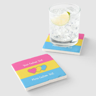 Pansexuality pride flag with text stone coaster