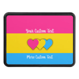 Pansexuality pride flag with text trailer hitch cover