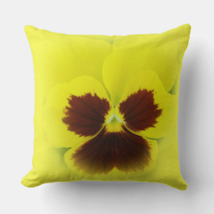 Pansies - A Springtime Treat in Yellow and Brown Throw Pillow