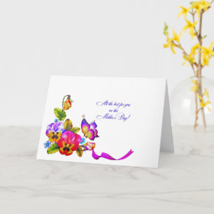 Pansies and Butterfly Mother's Day Card