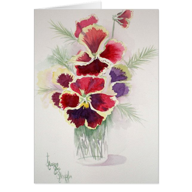 Pansies and Ewe in Jelly Jar (Front)