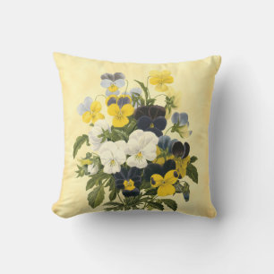 Pansies and Violets Vintage Art Throw Pillow