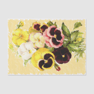 Pansies Antiqued Yellow Tissue Paper