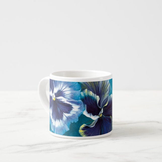Pansies art blue espresso mug (Front Left)