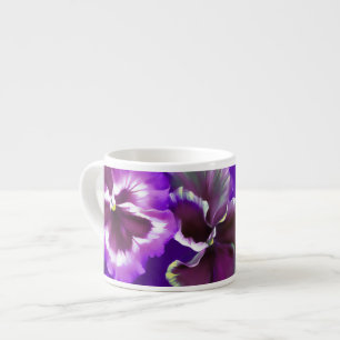 Pansies art stylized purple espresso mug