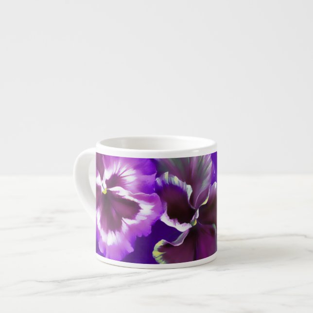 Pansies art stylized purple espresso mug (Front Left)
