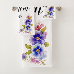 Pansies Best Mom Ever Bath Towel Set