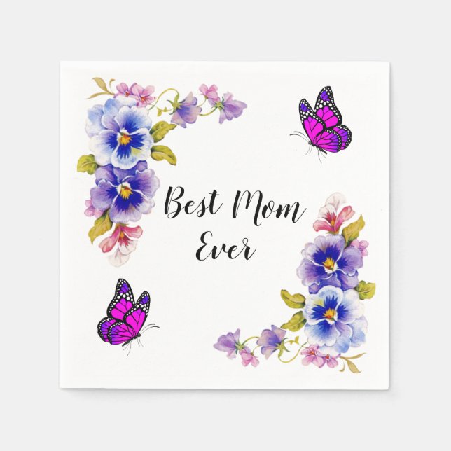 Pansies Best Mom Ever Napkins (Front)