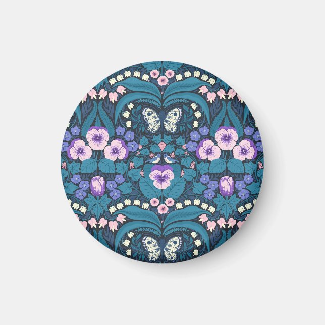 Pansies, birds and butterflies magnet (Front)