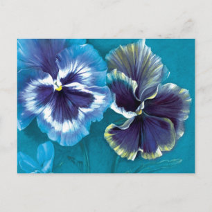 Pansies bleu fleurie carte postale