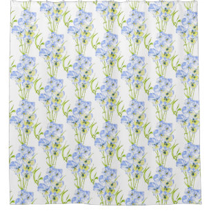 Pansies bleues Icy sur un rideau de douche