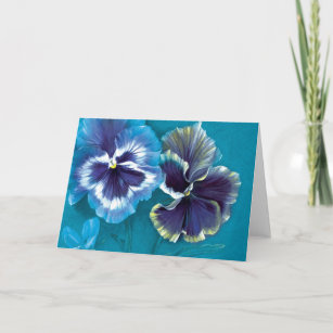 Pansies blue floral art everyday greetings card