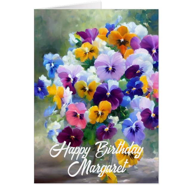 Pansies Bonne Carte de voeux Anniversaire (Devant)