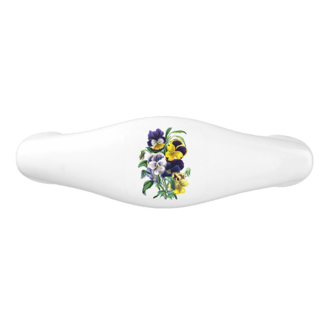 Pansies Bouquet Ceramic Drawer Pull (Front)