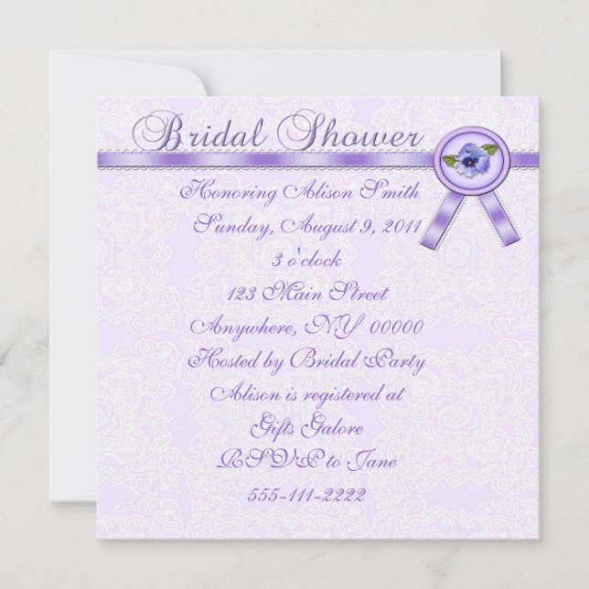 Pansies Bridal Shower Invitation (Front)