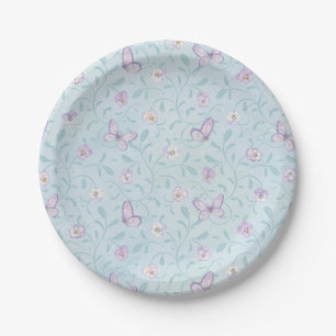 Pansies & Butterflies Paper Plate