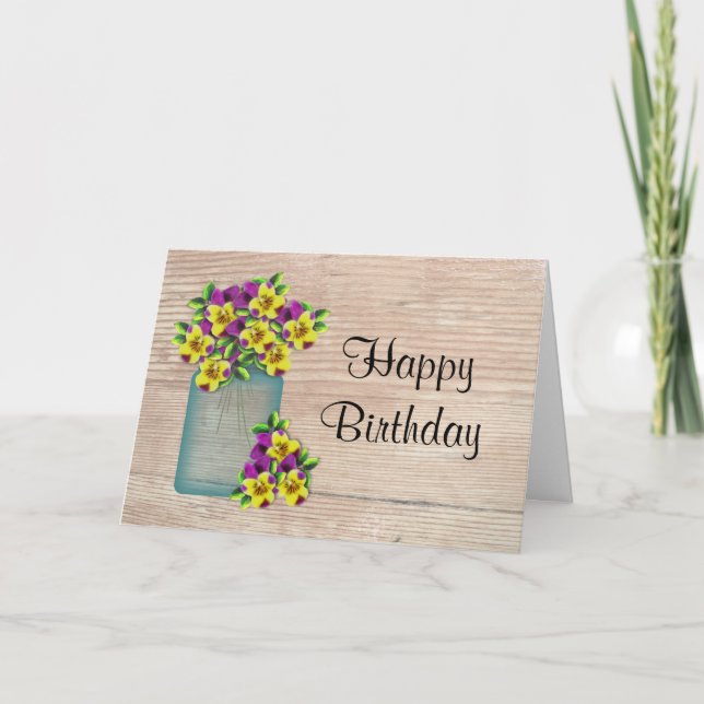 Pansies Carte d'anniversaire (grande impression) (Devant)