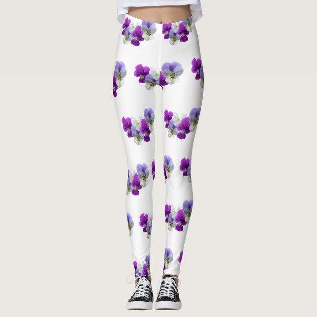 Pansies Cinq Fleurs Motif Legging (Devant)