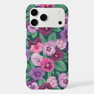 Pansies colorées sur bleu vert foncé