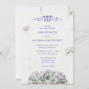 Pansies de style aquarelle faire-part de mariage