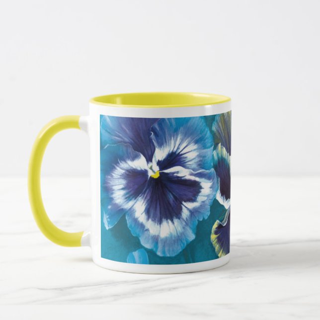 Pansies fine art floral painting mug (Left)
