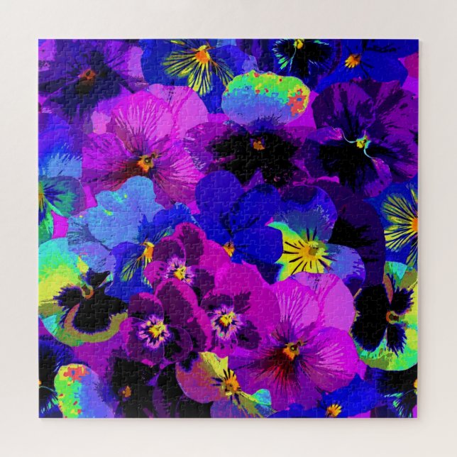 Pansies Fleurs Jigsaw Puzzle Ressort violet (Horizontal)