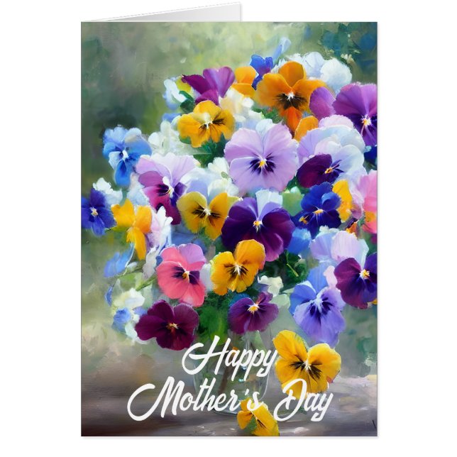 Pansies Happy Mother's Day Greeting Card (Front)