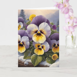 Pansies in the Snow Blank Card