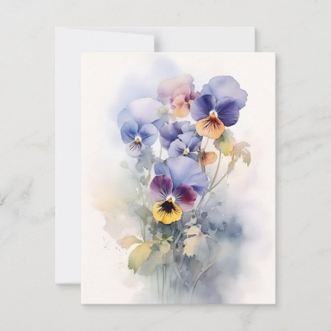 Pansies In Watercolors Holiday Card (Front)