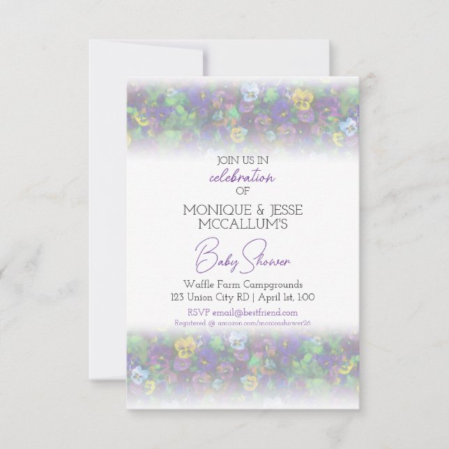 Pansies Invitation [purple] (Front)