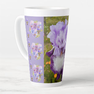 Pansies Iris Violet Viola Shabby floral Latte Mug