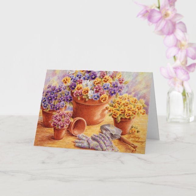 Pansies Jardin Anniversaire Carte Joy Happiness (Orchidée)
