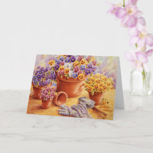 Pansies Jardin Anniversaire Carte Joy Happiness