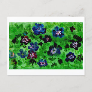 Pansies on green ground postcard