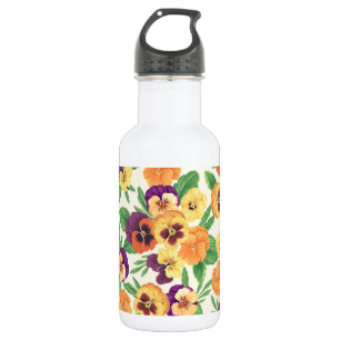 Pansies on off white 532 ml water bottle