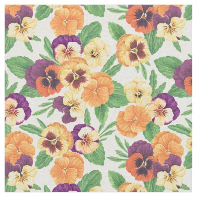 Pansies on off white fabric (Close Up)