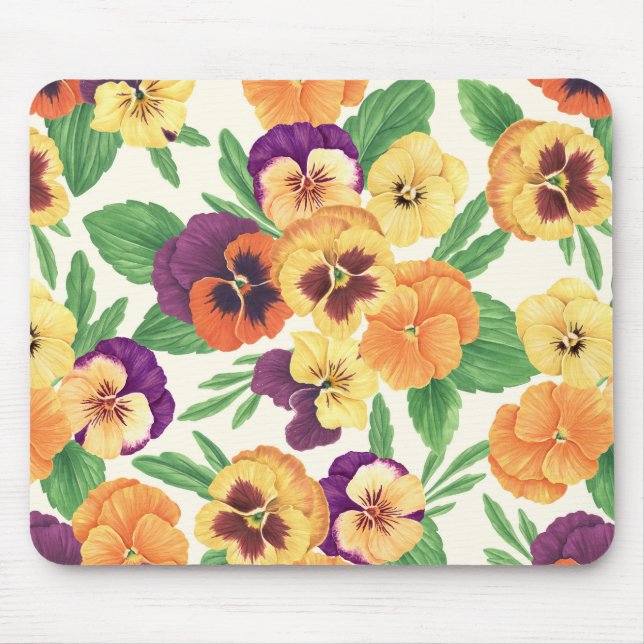 Pansies on off white mouse pad (Front)