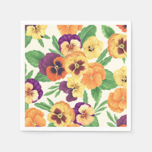 Pansies on off white napkin