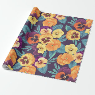 Pansies on off white wrapping paper