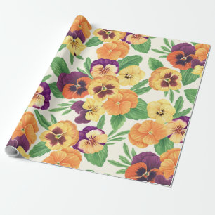 Pansies on off white wrapping paper