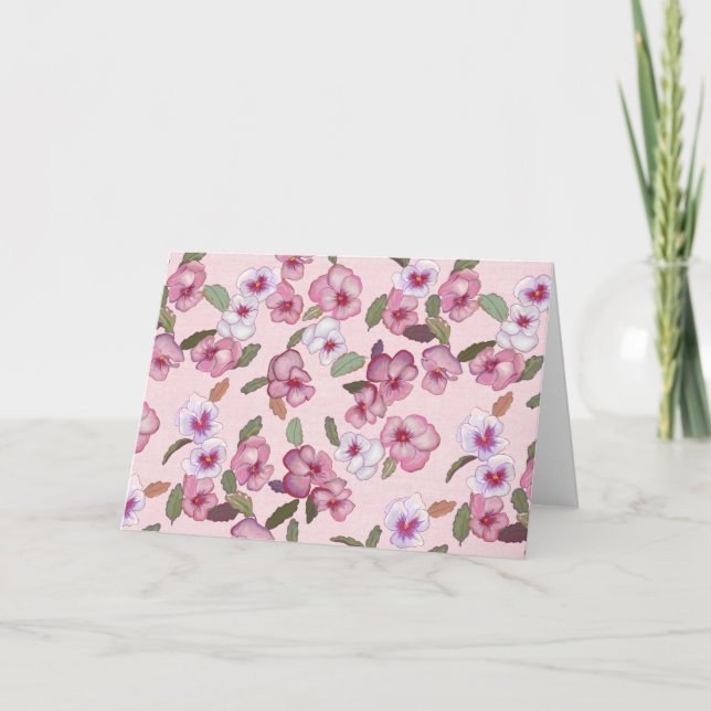 Pansies - Pale Rose Greeting Card (Front)