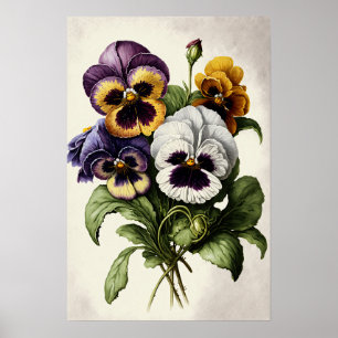 Pansies Pansy Flower Art Print Poster