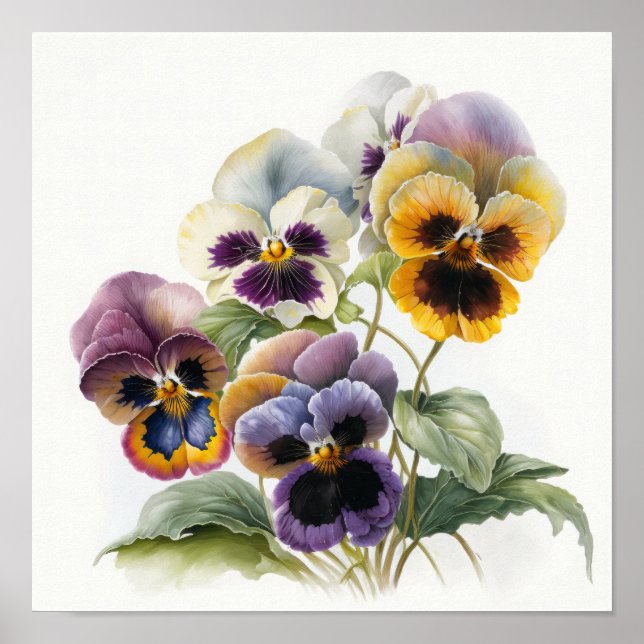Pansies Pansy Flower Art Print Poster (Front)