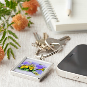 Pansies - Purple asnd Yellow Keychain