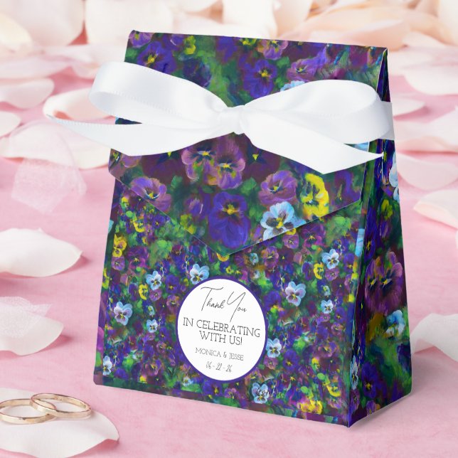 Pansies [purple] Special gift tent W/ label Favor Box (Wedding)